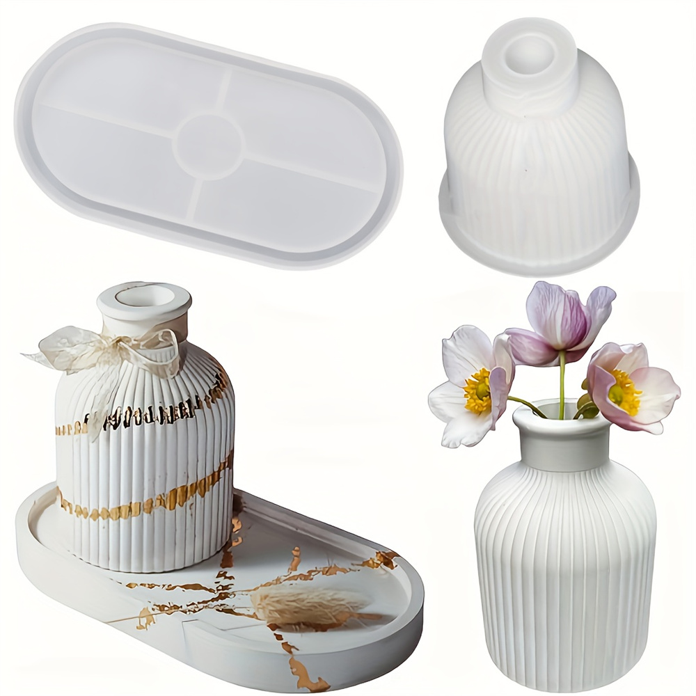 Potsticker Mold - 1/2個の花瓶トレイシリコンモールド、楕円形コースターモールドとボトルコンテナモールド、キャンディコンテナ、フラワーポット、ギフト、家の装飾