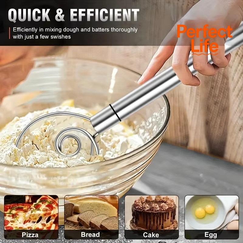 Danish Pancake Pan - 生地ミキサーステンレス鋼ハンドヘルドパンブレンダー生地スクレーパー二重穴高速撹拌ツールデンマーク生地泡立て器卵スターラー