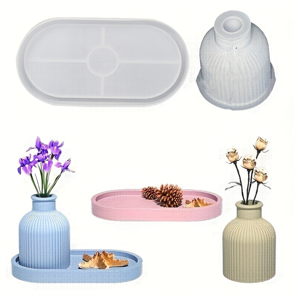 1/2個の花瓶トレイシリコンモールド、楕円形コースターモール - Potsticker Mold のレビューと価格